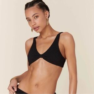 NWT Mindy x Andie The Amor Bikini Top in Black, Popcorn Texture, Size XL
